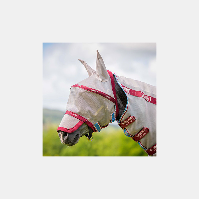 Masque Anti Mouche Cheval Horseware Rambo Flymask Plus Cherry